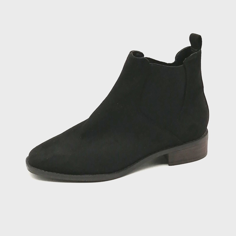 Loft Shoes Womens Ankle Boots Black‎ Faux Suede Block Heel Elastic Gussets 6